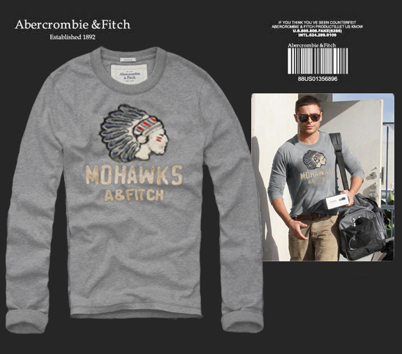 Abercrombie Fitch Hombres De Cuello Redondo Con Gente Fotos Largo Remera AF6121